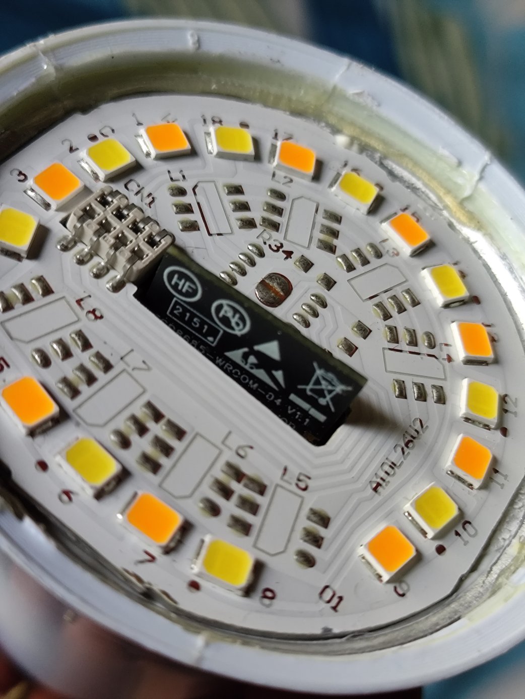the led pcb, with unpopulated RGB pads